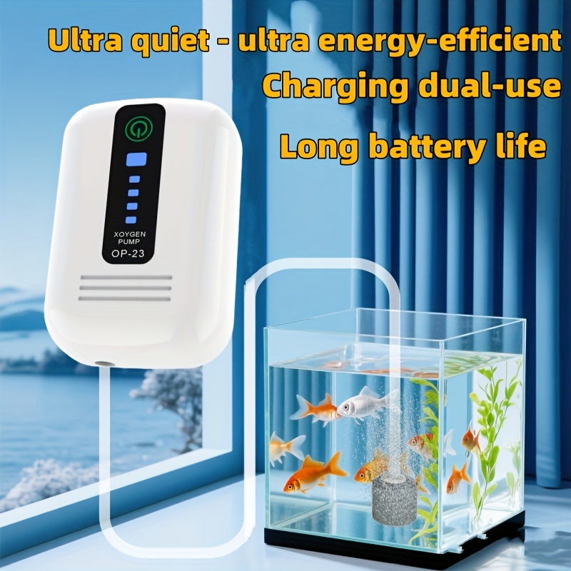Ultratihа prenosna pumpa kiseonika za akvarijum i ribnjak – USB/18650, auto ON/OFF, dugo trajanje