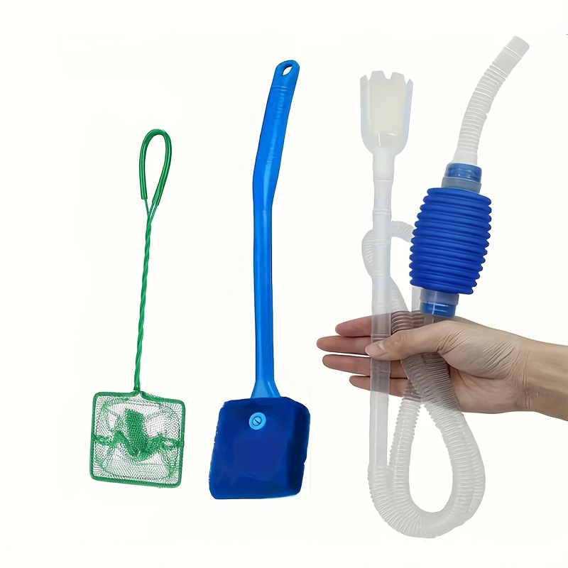Set za čišćenje akvarijuma 3u1 – sifon, mrežica i dvostrana sunđerasta četka