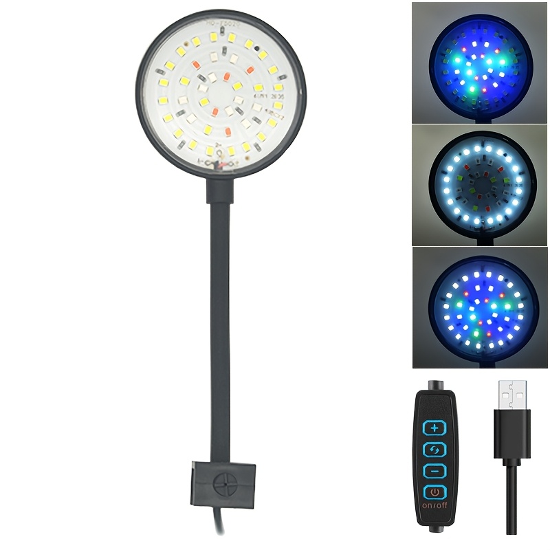USB LED lampa za akvarijum sa klipom — puni spektar, podesivo osvetljenje 5V (bez baterije)