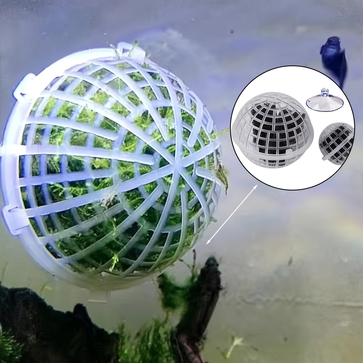 Set 4 držača za Marimo kugle – akvarijumski nosači, izdržljiv plastik, pasivni filter