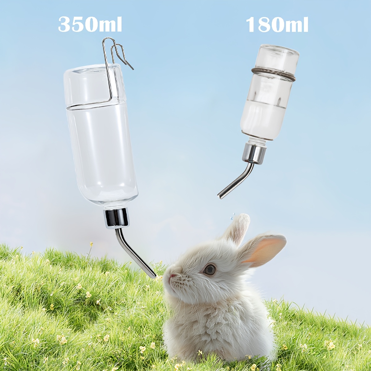 Automatska bočica za vodu za male ljubimce 180/350 ml – inox kuglica, bez curenja